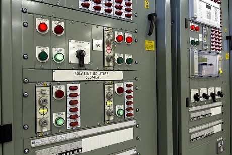 Control and protection panels - close up view