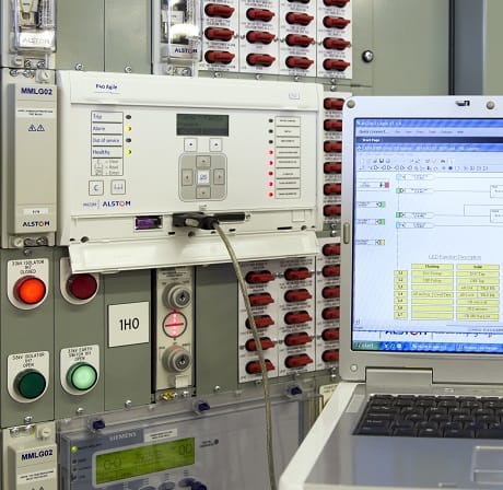 Protection & control panel undergoing function testing